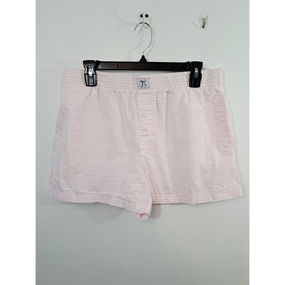 Better Together Dreamy Nights Women's Pink White Stripe Sleep Shorts Medium
